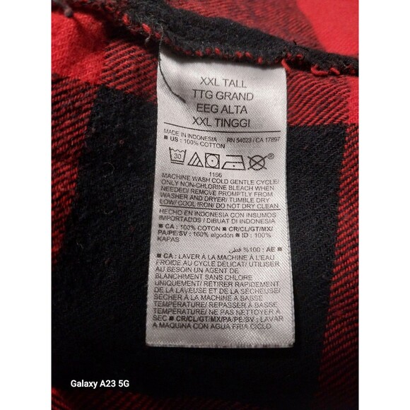 Old Navy Red Buffalo Plaid The Boyfriend Shirt Plaid Cotton Flannel XXL Tall - Picture 6 of 6
